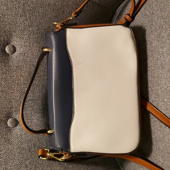 Navy Blue, White, & Tan Crossbody Bag - Picture 2 of 4